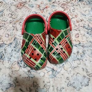CROCS Kids Plaid Sandals - Red and Green